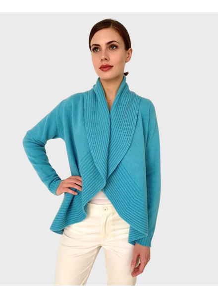 SHAWL NECK SWEATER: TURQUOISE