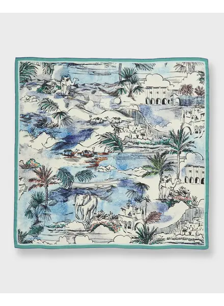 CASHMERE PRINTED SHAWL: CAIRO: BLUE