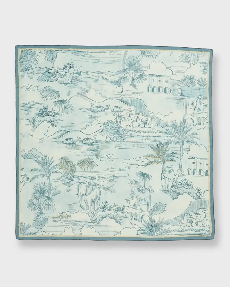 CASHMERE PRINTED SHAWL: CAIRO:  LIGHT BLUE