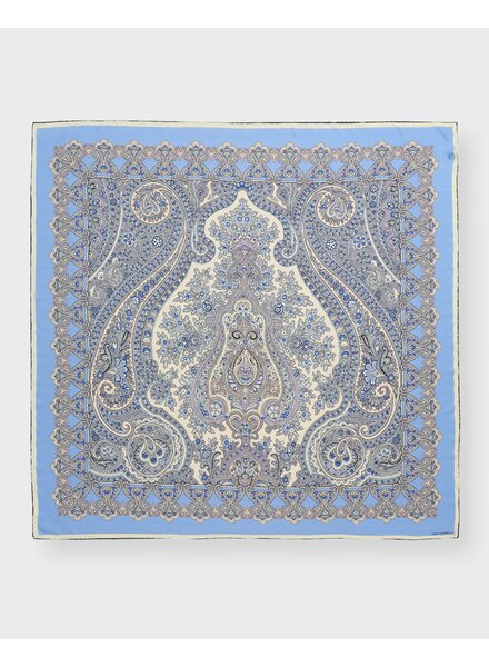 CASHMERE PRINTED SCARF: PAISLEY: LIGHT BLUE