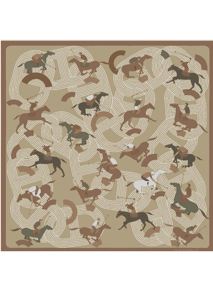 CASHMERE JACQUARD PRINTED SCARF: RACING: BEIGE