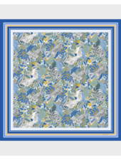 PRINTED CASHMERE SCARF: AMAZONIA: COBALT