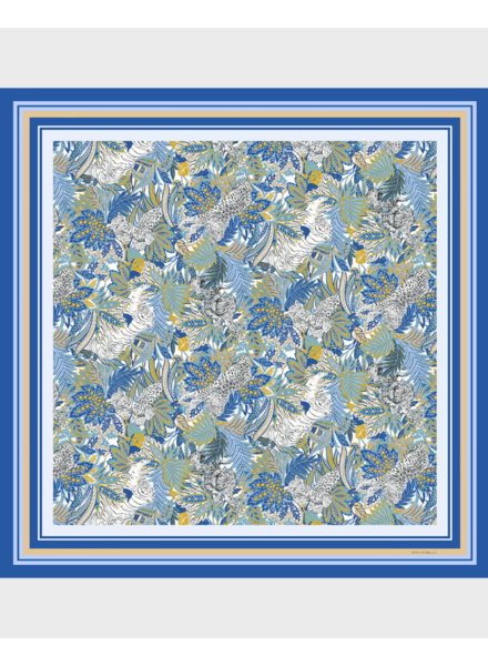PRINTED CASHMERE SCARF: AMAZONIA: COBALT