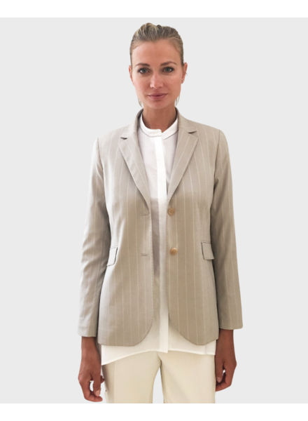 2 BUTTON LUREX STRIPE BLAZER: TAUPE