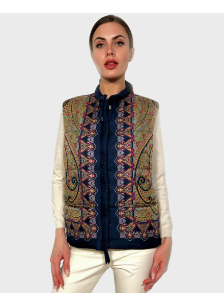 SILK PRINTED VEST: STIRRUPS BLUE