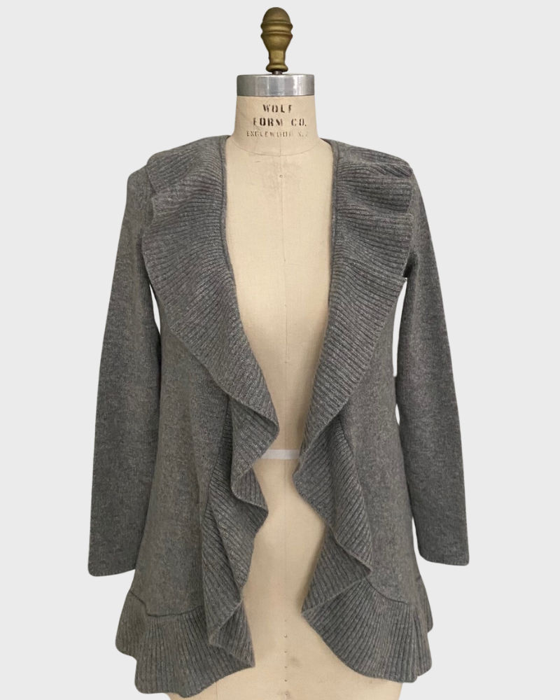 JNBY ruffled-detail wool cardigan - Grey