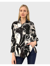 POP OVER SILK PRINTED SHIRT: GALLOPING: BLACK