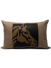 WOOL - LEATHER HORSE 16" X24" PILLOW: BROWN