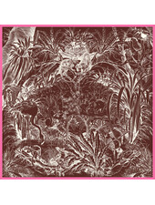 CASHMERE PRINTED SCARF: JUNGLE:  CHOCOLATE