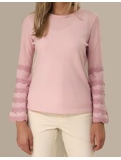 CASHMERE CREWNECK SWEATER WITH RUFFLES: PINK