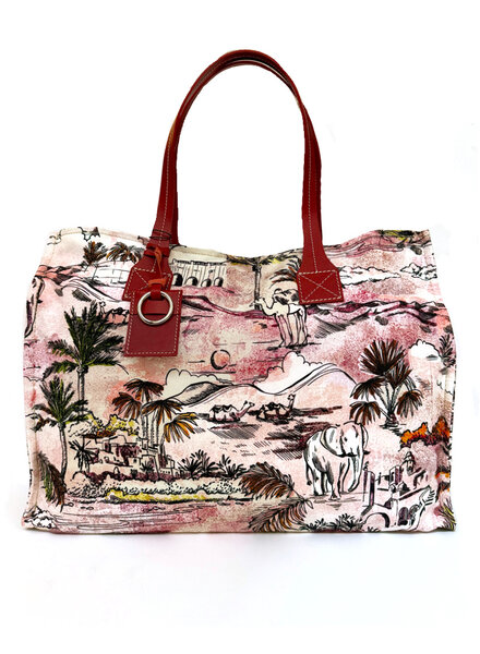 PRINTED CANVAS TOTE BAG: CAIRO PINK