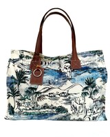 PRINTED CANVAS TOTE BAG: CAIRO BLUE