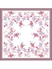CASHMERE PRINTED SCARF: IRIS FLOWER: LIGHT BLUE AND PINK