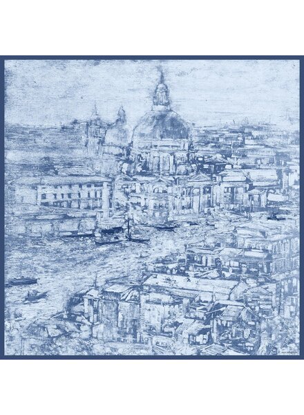 CASHMERE PRINTED SCARF: VENICE : BLUE