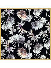 CASHMERE PRINTED SCARF: DAHLIA: BLACK