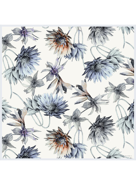 CASHMERE PRINTED SCARF: DAHLIA: IVORY