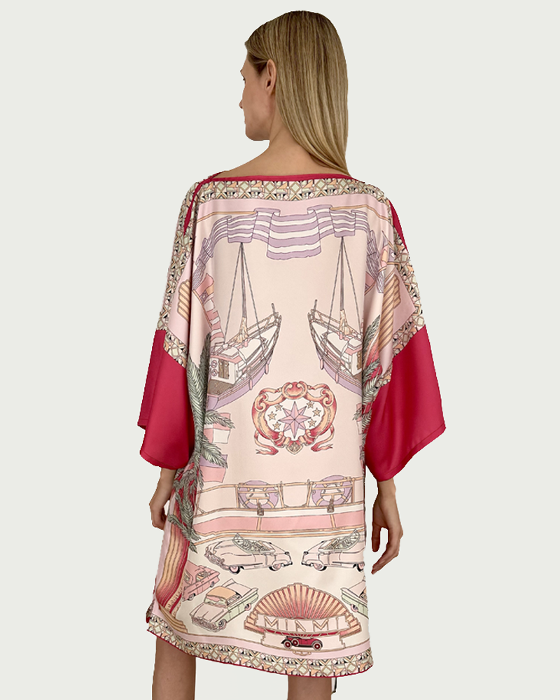 PRINTED SILK KAFTAN: MIAMI: PINK