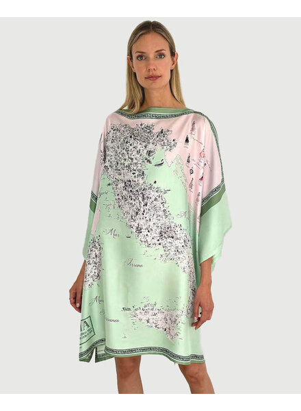 PRINTED SILK ITALY KAFTAN : CELADON