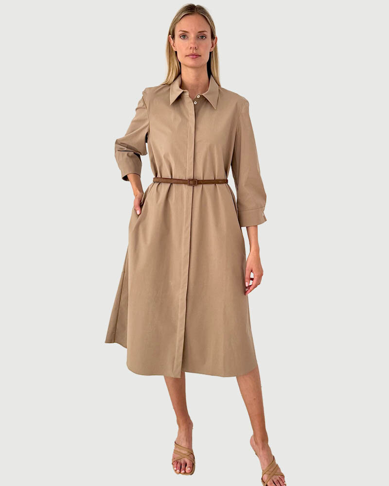 COTTON DRESS WITHOUT WAIST: KHAKI