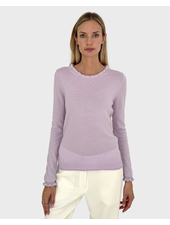 CASHMERE CREWNECK SWEATER WITH RUFFLE: LILAC