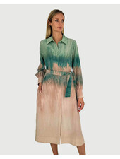 SILK SHIRT DRESS WITH BELT PRINT: TIE AND DYE: PINK