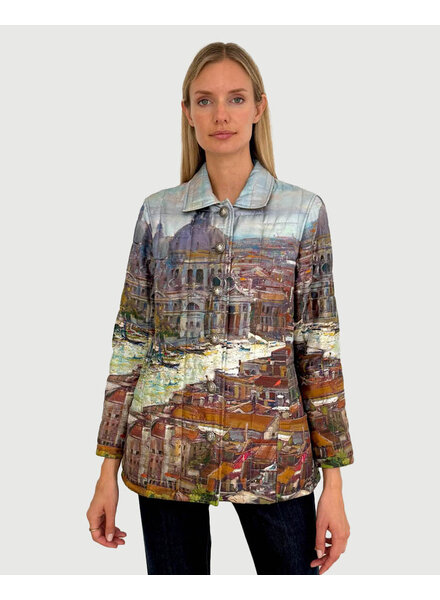 SILK PRINTED QUILTED JACKET: VENICE: MULTI