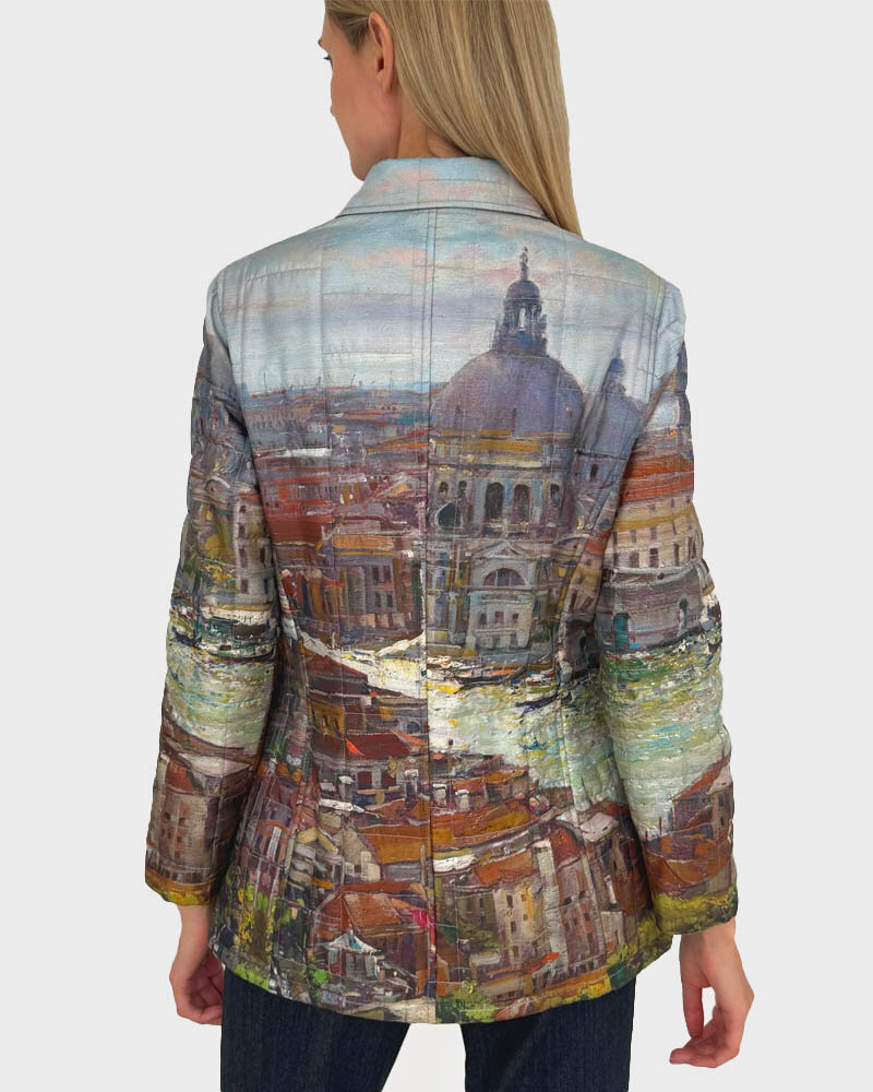 SILK PRINTED QUILTED JACKET: VENICE: MULTI
