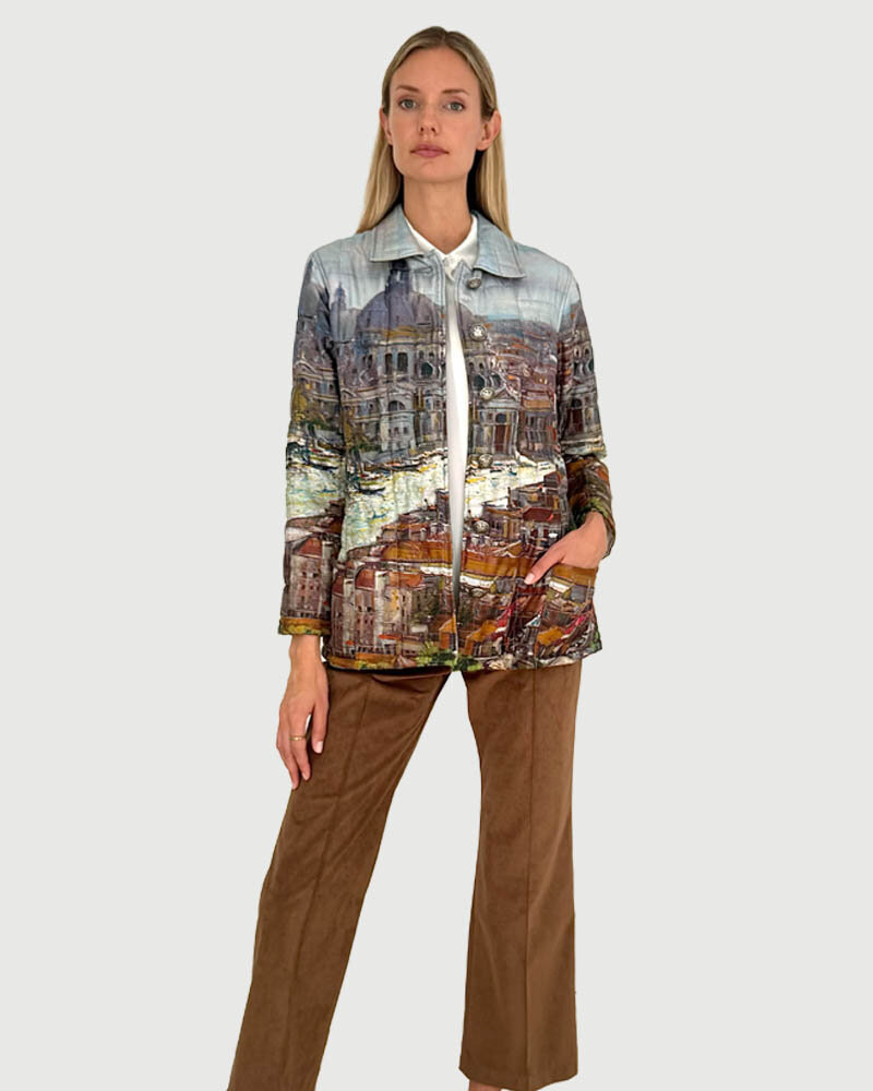 SILK PRINTED QUILTED JACKET: VENICE: MULTI