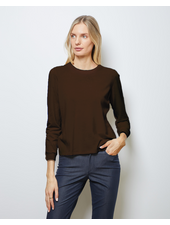 SUPERFINE LIGHT WEIGHT CREW SWEATER: CHOCOLATE