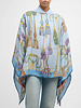 CASHMERE  PRINTED PONCHO: REMINI: LIGHT BLUE