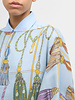 CASHMERE  PRINTED PONCHO: REMINI: LIGHT BLUE