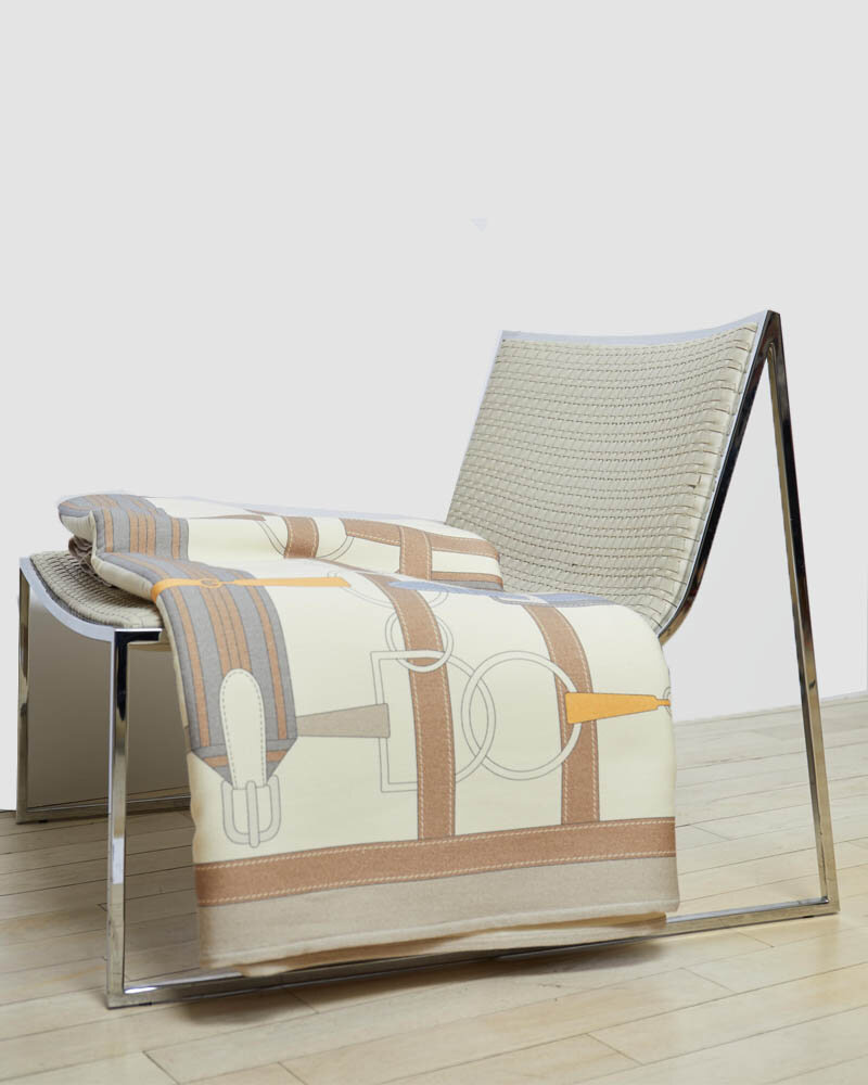 THROW  SIENA PRINT :  76 "X 52 ":  SIENA : BEIGE-ORANGE
