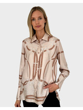COLLARED SILK PRINTED SHIRT: LEXINGTON: TAUPE