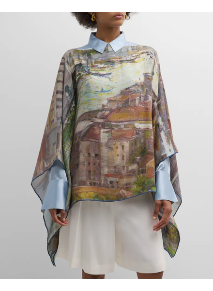 CASHMERE PRINTED PONCHO: VENICE: MULTICOLOR