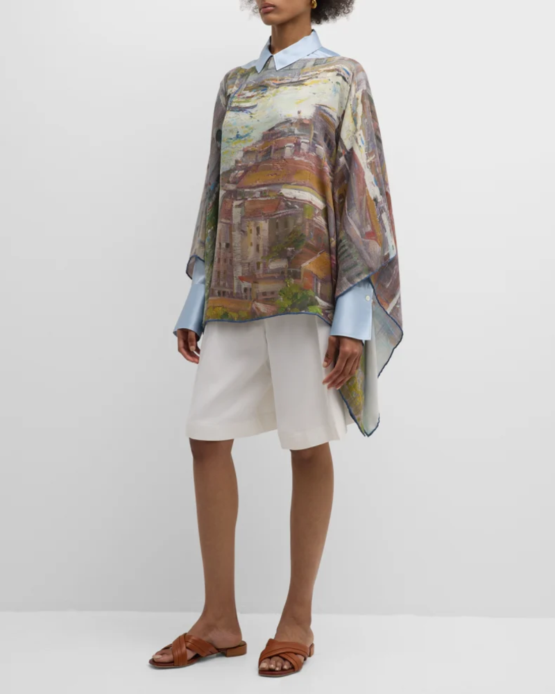 CASHMERE  PRINTED PONCHO: VENICE: MULTICOLOR