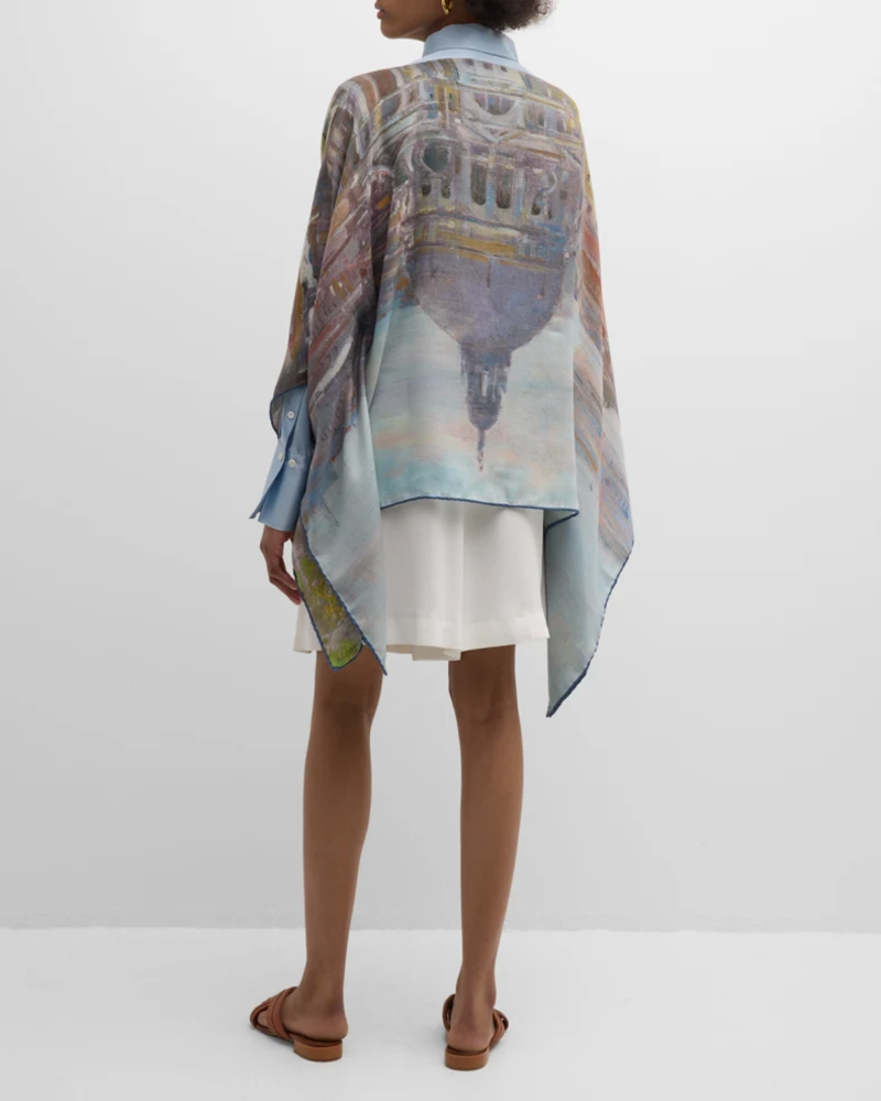 CASHMERE  PRINTED PONCHO: VENICE: MULTICOLOR