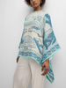 CASHMERE  PRINTED PONCHO: MIAMI: AQUA