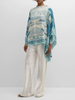 CASHMERE  PRINTED PONCHO: MIAMI: AQUA