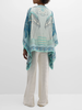 CASHMERE  PRINTED PONCHO: MIAMI: AQUA