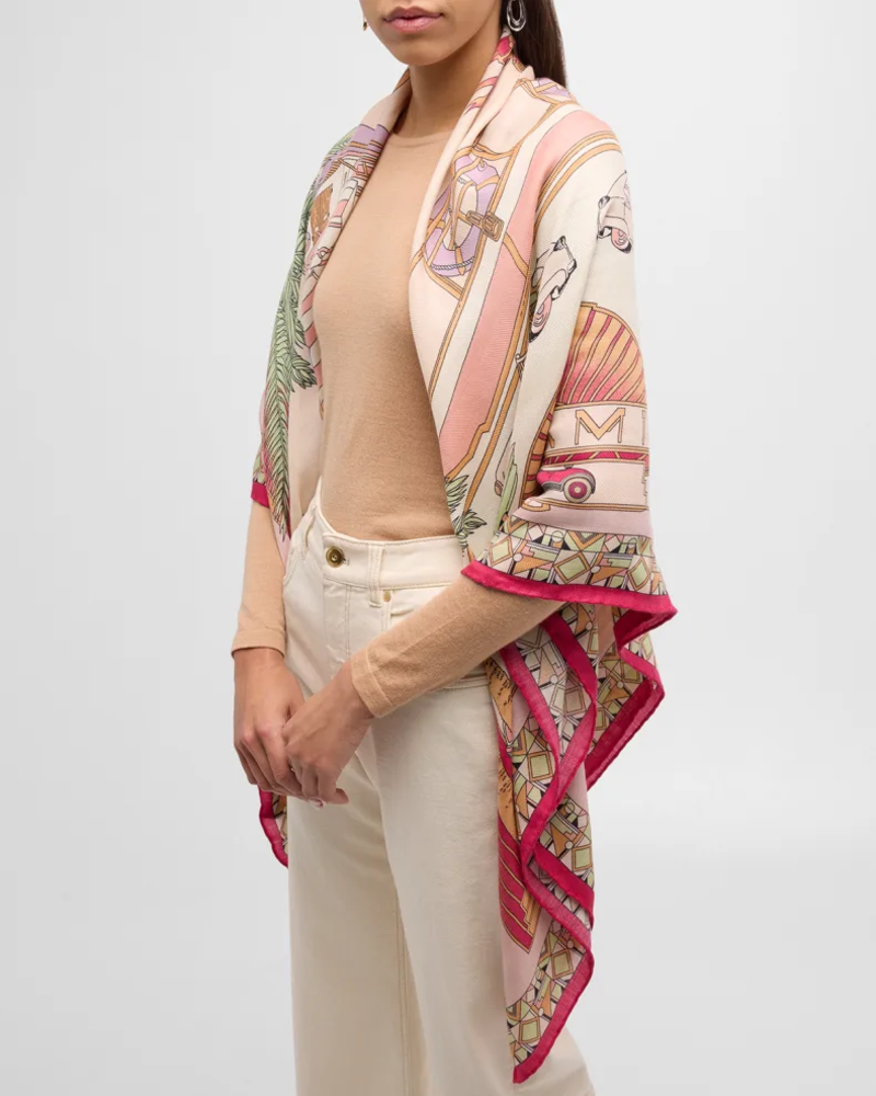 CASHMERE PRINTED SCARF: MIAMI: PINK