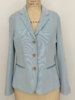 DOUBLE COTTON PIQUE 3 BUTTON JACKET: LIGHT BLUE