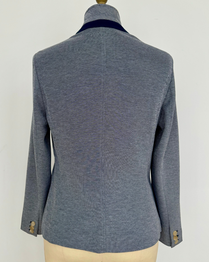 DOUBLE COTTON PIQUE 3 BUTTON JACKET: NAVY