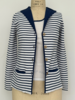 STRIPED COTTON TWIN SET: NAVY-IVORY: JACKET + SHELL