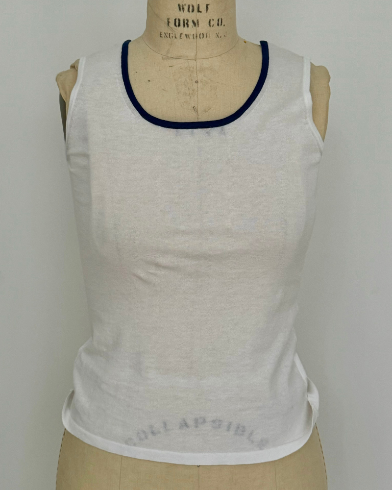 STRIPED COTTON TWIN SET: NAVY-IVORY: JACKET + SHELL