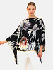 CASHMERE PRINTED PONCHO: DAHLIA: BLACK