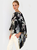 CASHMERE PRINTED PONCHO: DAHLIA: BLACK