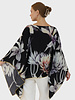 CASHMERE PRINTED PONCHO: DAHLIA: BLACK