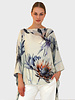 CASHMERE PRINTED PONCHO: DAHLIA: IVORY