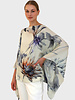 CASHMERE PRINTED PONCHO: DAHLIA: IVORY