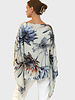 CASHMERE PRINTED PONCHO: DAHLIA: IVORY